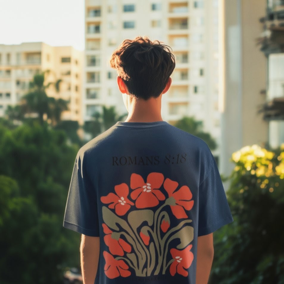 Romans 8:18 Faith & Floral Oversized Tee