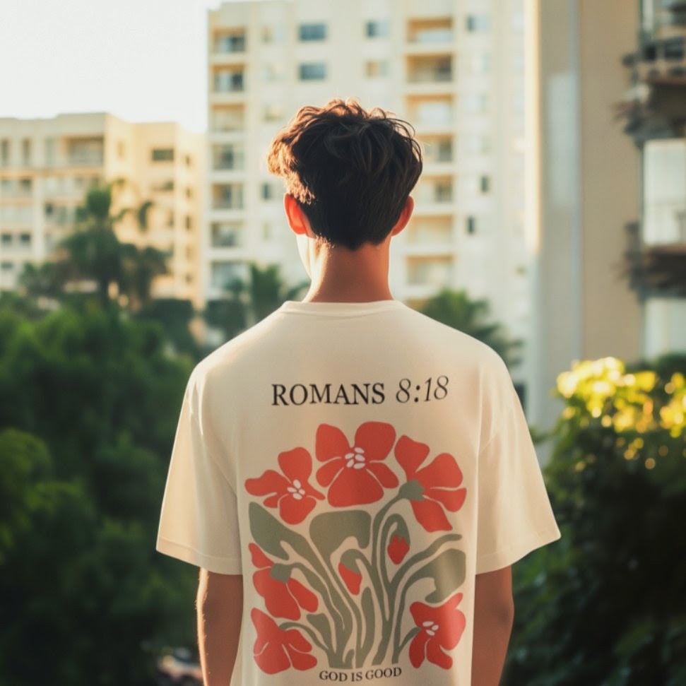 Romans 8:18 Faith & Floral Oversized Tee