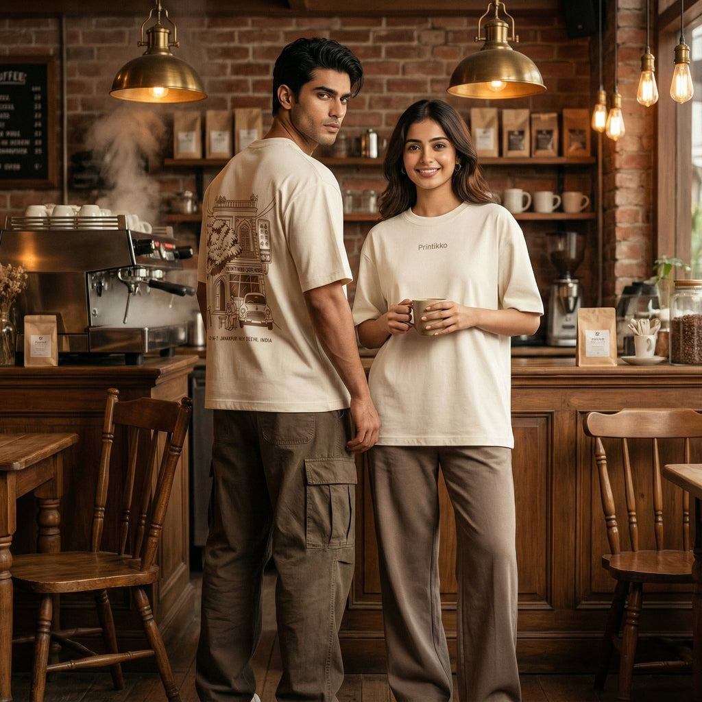 Printikko Coffee House Vintage Streetline Oversized Tee