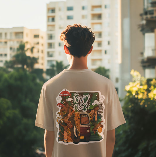 Oversized Aanavandi KSRTC Bus Print T-Shirt - Kerala Streetwear Vibes