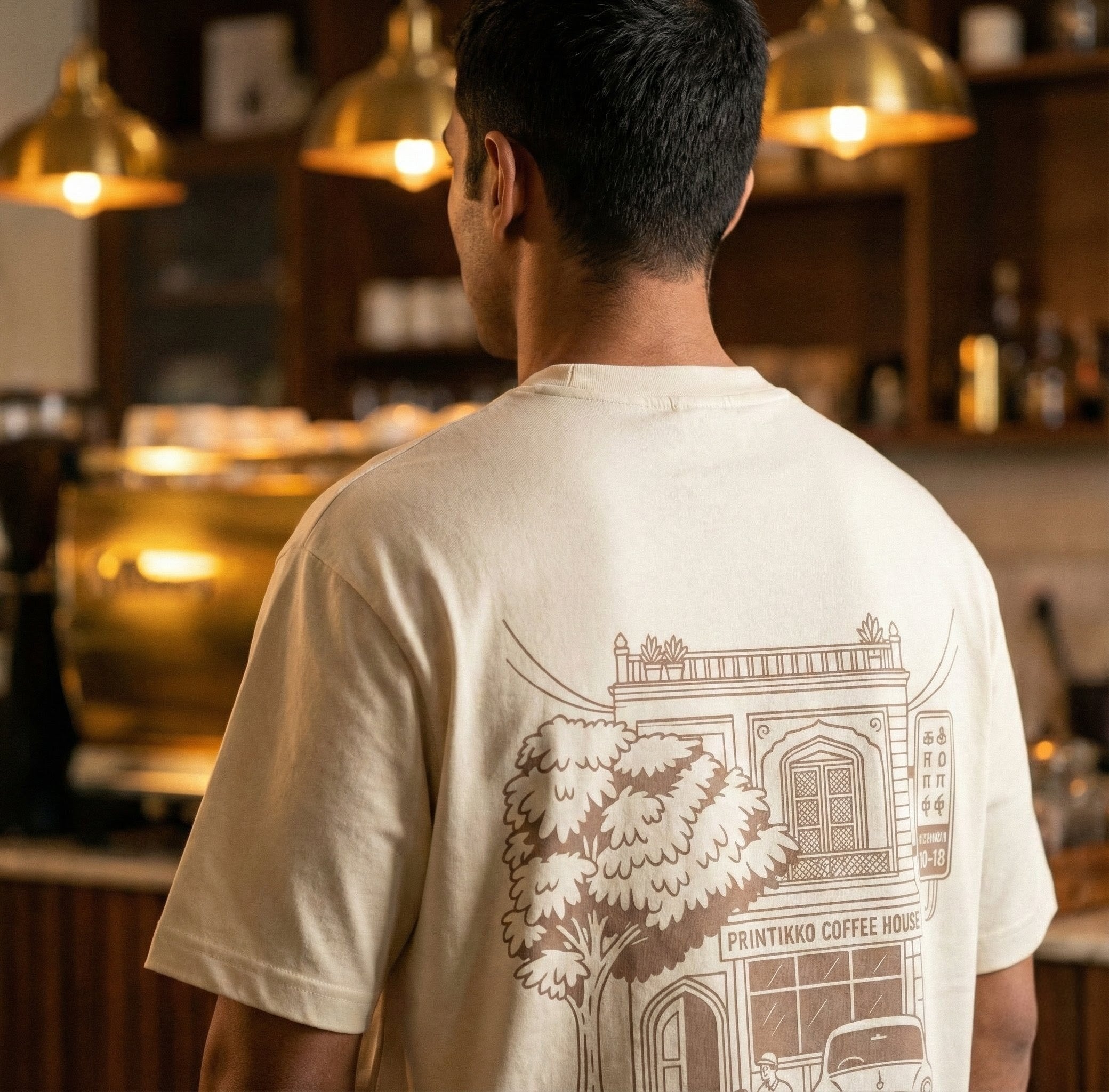 Printikko Coffee House Vintage Streetline Oversized Tee