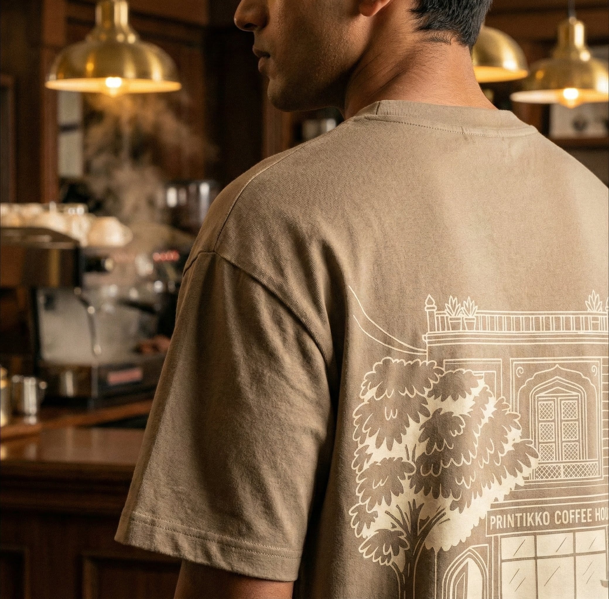Printikko Coffee House Vintage Streetline Oversized Tee