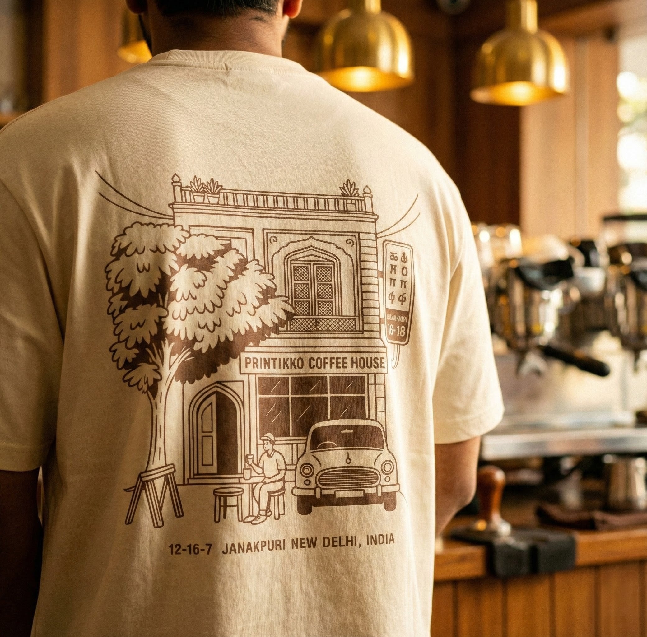 Printikko Coffee House Vintage Streetline Oversized Tee
