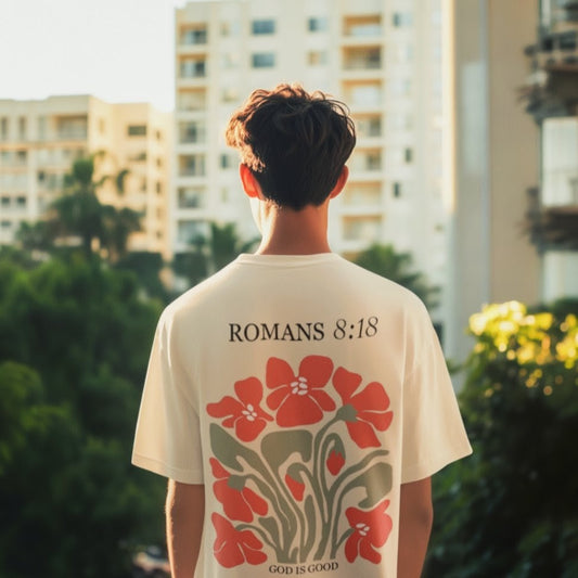 Romans 8:18 Faith & Floral Oversized Tee