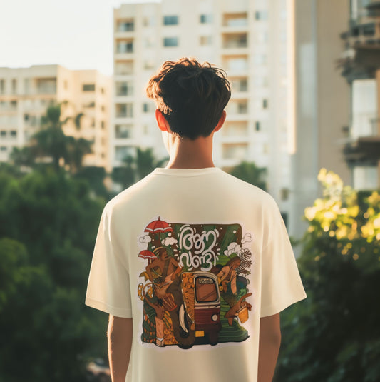 Oversized Aanavandi KSRTC Bus Print T-Shirt - Kerala Streetwear Vibes