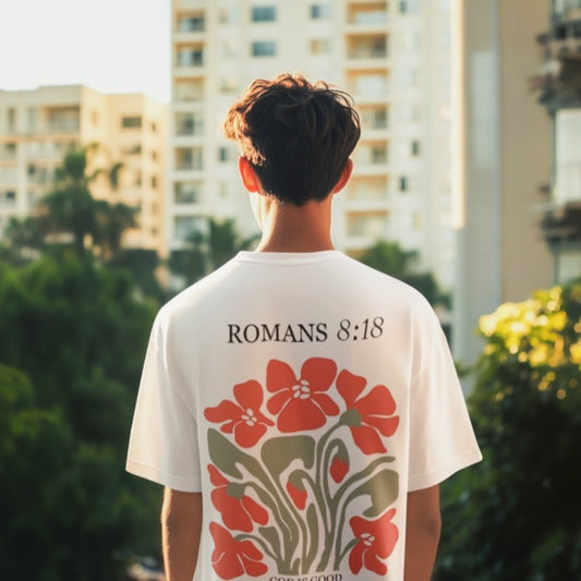 Romans 8:18 Faith & Floral Oversized Tee