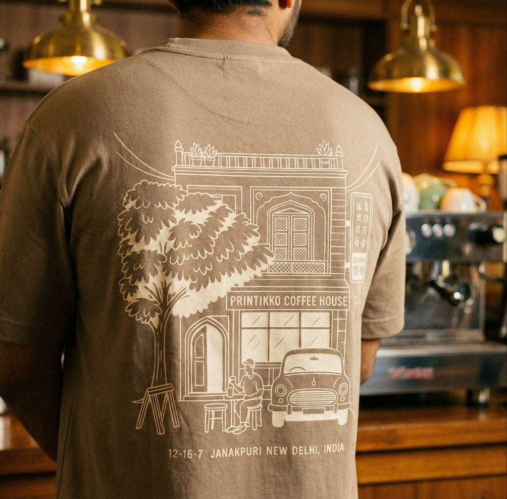 Printikko Coffee House Vintage Streetline Oversized Tee