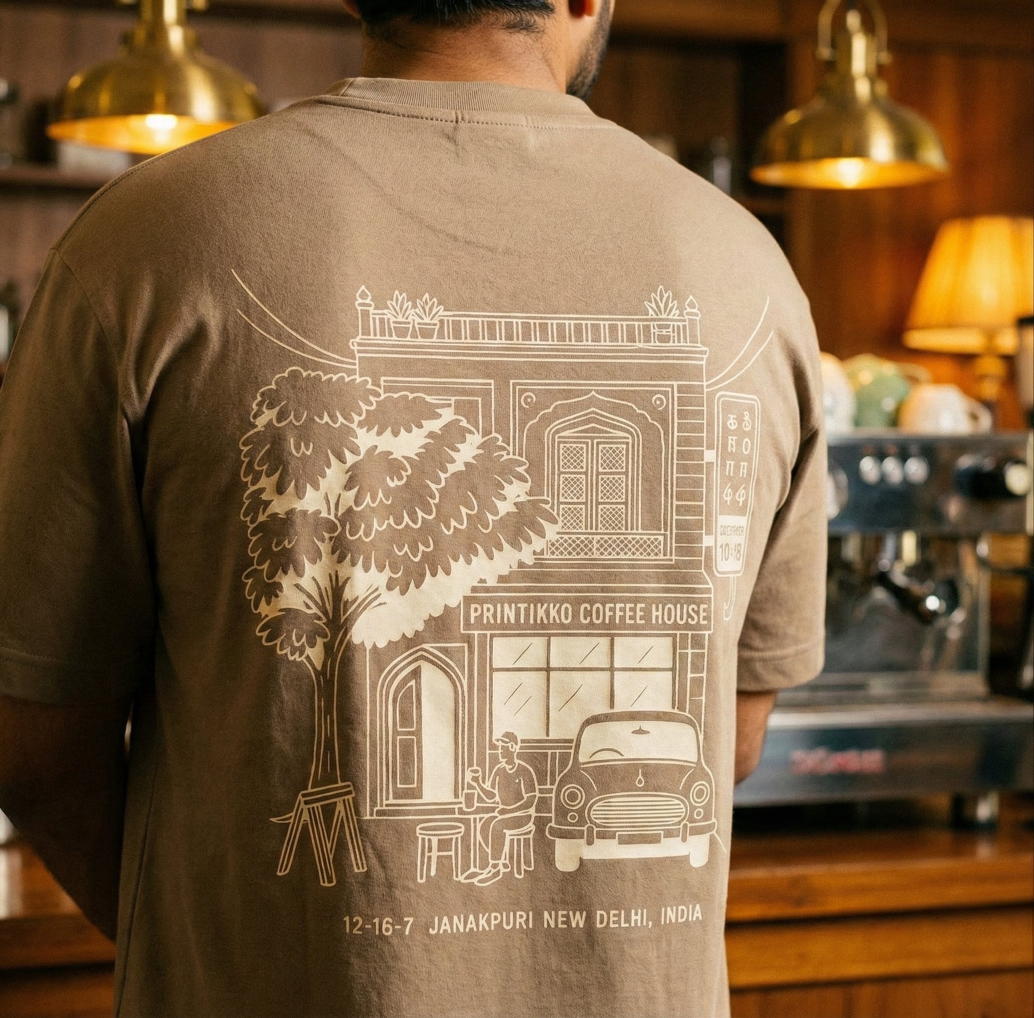 Printikko Coffee House Vintage Streetline Oversized Tee